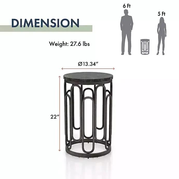 Hot Kirklands Home Stone and Metal Geometric Accent Table Black