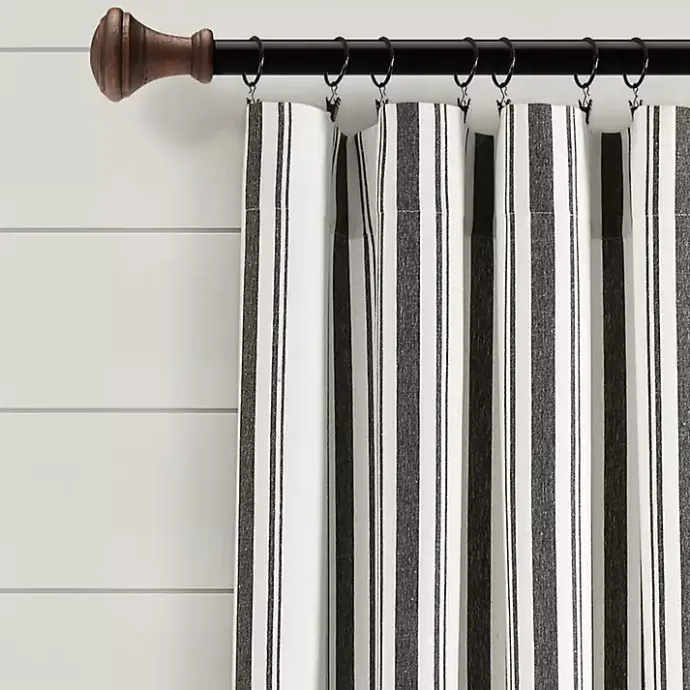 Best Kirklands Home Stripe Farmhouse Curtain Panel Set, 95 in. Black