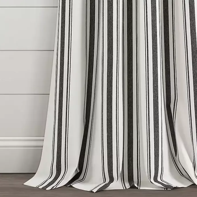 Best Kirklands Home Stripe Farmhouse Curtain Panel Set, 95 in. Black