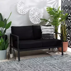 Outlet Kirklands Home Sunbrella Cushions Holland Outdoor Loveseat Black