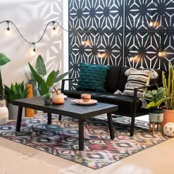 Outlet Kirklands Home Sunbrella Cushions Holland Outdoor Loveseat Black