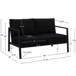 Outlet Kirklands Home Sunbrella Cushions Holland Outdoor Loveseat Black