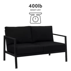 Outlet Kirklands Home Sunbrella Cushions Holland Outdoor Loveseat Black