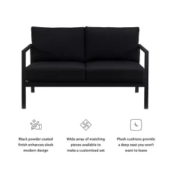 Outlet Kirklands Home Sunbrella Cushions Holland Outdoor Loveseat Black