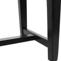 Online Kirklands Home Teak Wood and Leather Bench Black