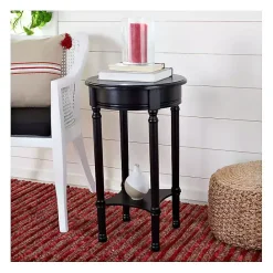 Sale Kirklands Home Tegan Round Accent Table Black
