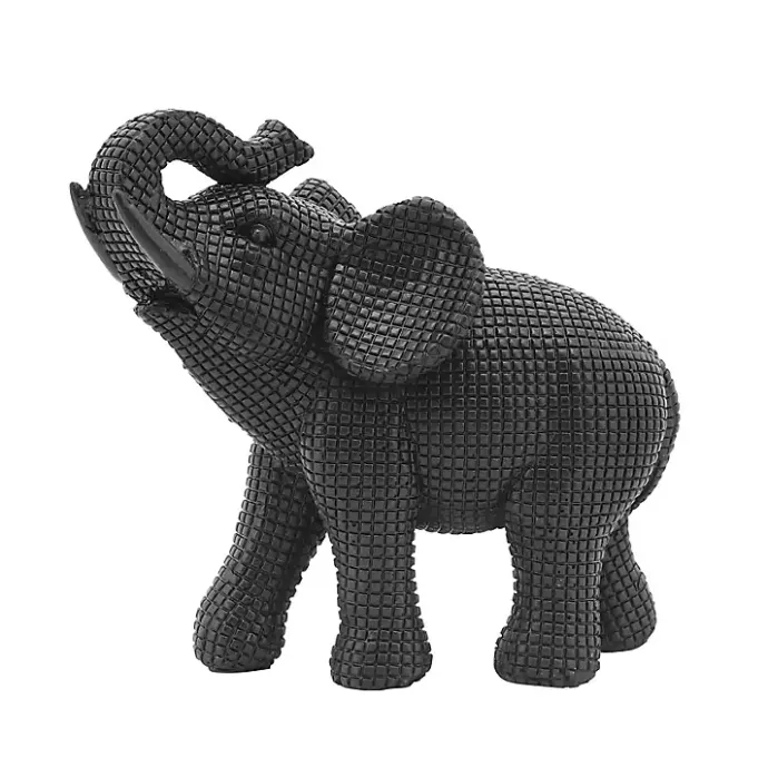 Kirklands Home Textured Elephant Statue Black