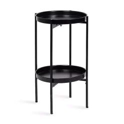 Kirklands Home 2-Tier Foldable Cienna Accent Table Black
