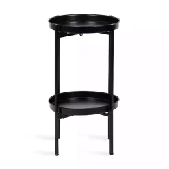 Kirklands Home 2-Tier Foldable Cienna Accent Table Black