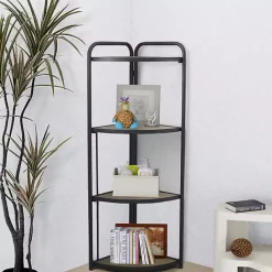 Outlet Kirklands Home Black 4-Tier Foldable Corner Shelf