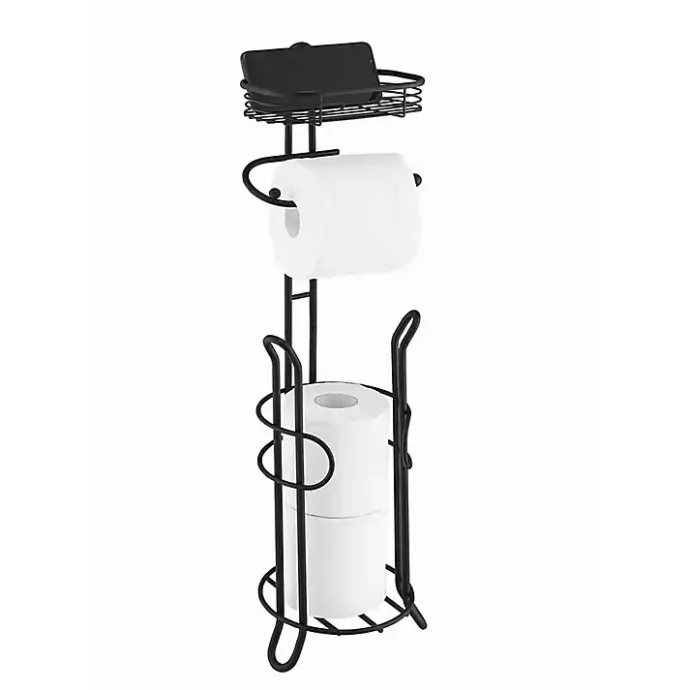 Hot Kirklands Home Toilet Paper Storage Stand with Basket Black