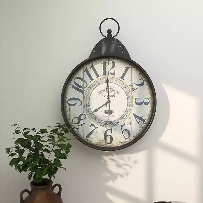 Online Kirklands Home Black Vintage Pocket Watch Wall Clock