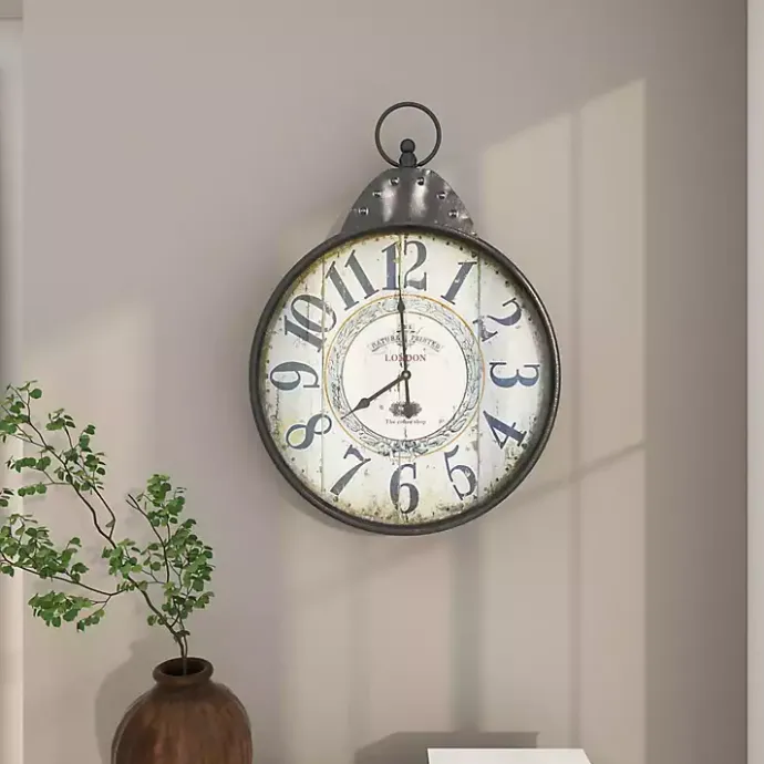 Online Kirklands Home Black Vintage Pocket Watch Wall Clock