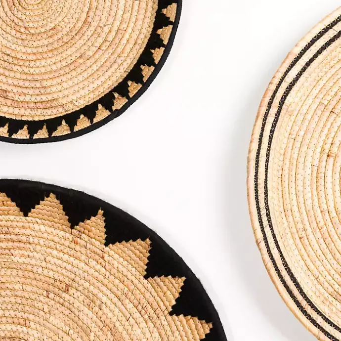Best Kirklands Home Black Water Hyacinth Basket Wall Plaques, Set of 3
