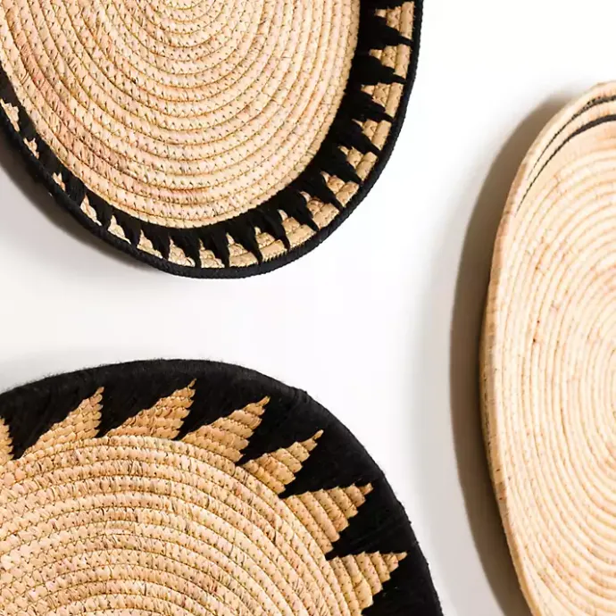 Best Kirklands Home Black Water Hyacinth Basket Wall Plaques, Set of 3