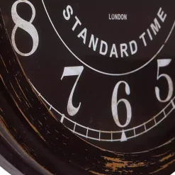 Hot Kirklands Home Black Weathered Iron Frame Round Wall Clock