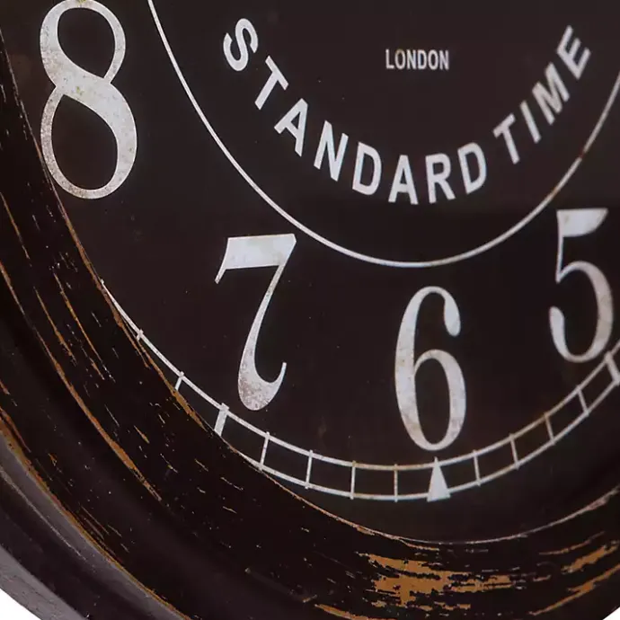 Hot Kirklands Home Black Weathered Iron Frame Round Wall Clock