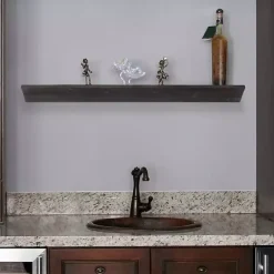 Best Kirklands Home Black Wedge Wood Large Floating Shelf