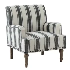 Best Kirklands Home Black White Stripe Upholstered Accent Chair