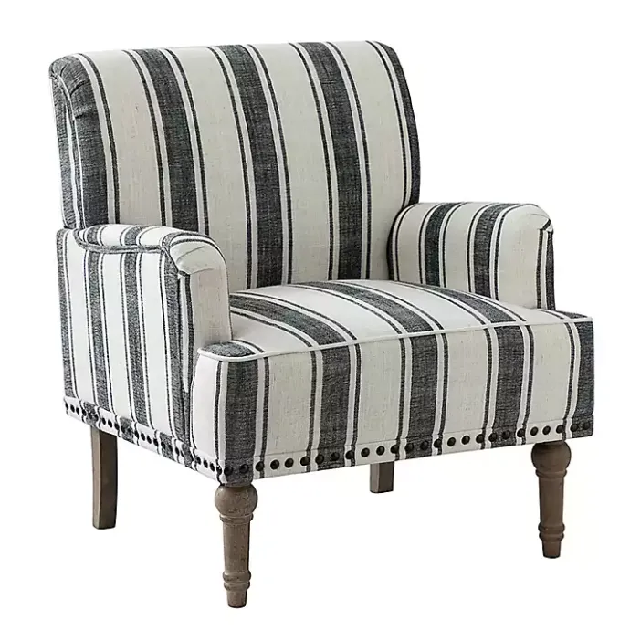 Best Kirklands Home Black White Stripe Upholstered Accent Chair