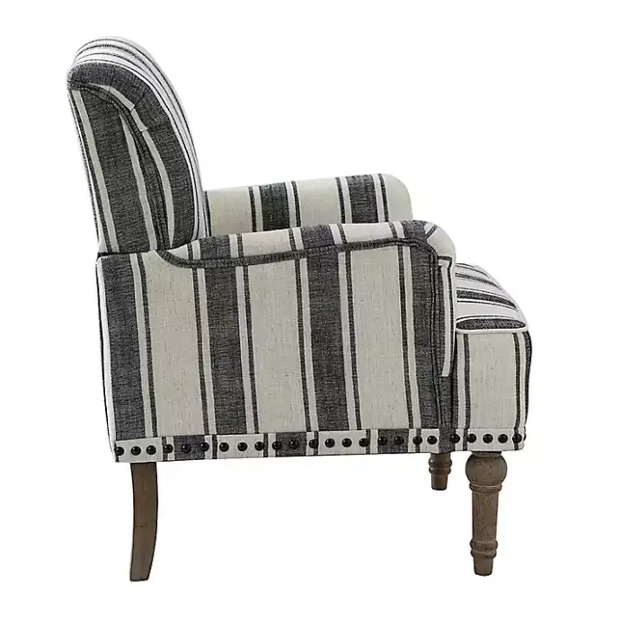 Best Kirklands Home Black White Stripe Upholstered Accent Chair