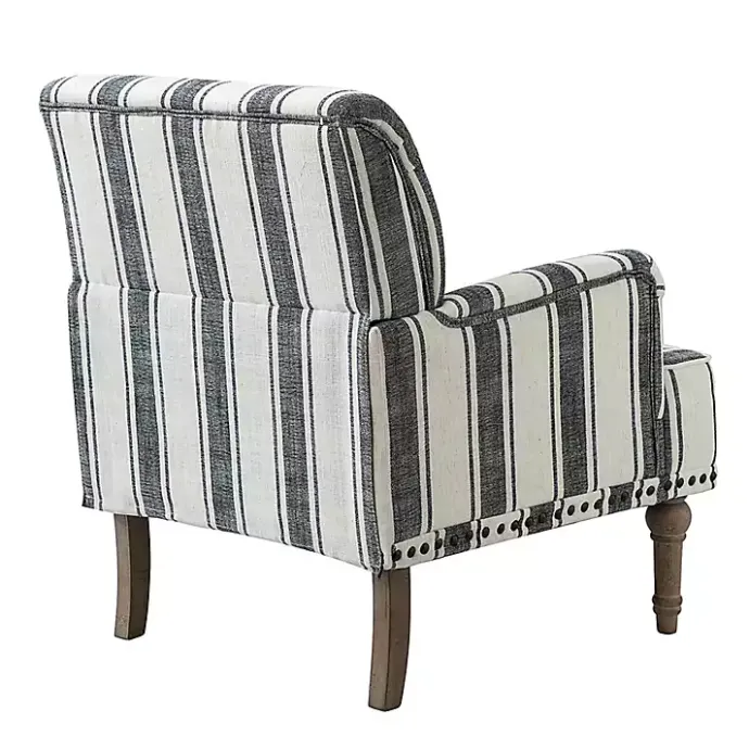 Best Kirklands Home Black White Stripe Upholstered Accent Chair
