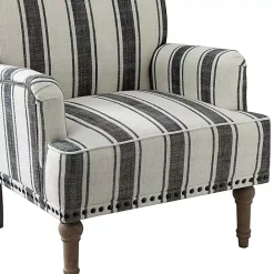 Best Kirklands Home Black White Stripe Upholstered Accent Chair