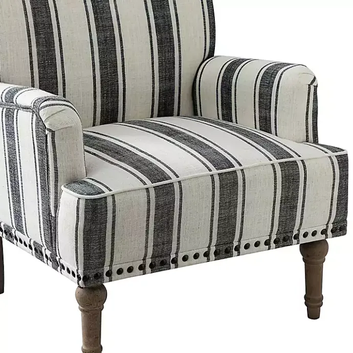 Best Kirklands Home Black White Stripe Upholstered Accent Chair
