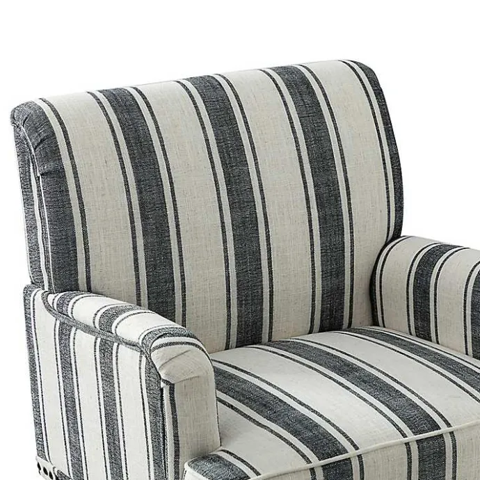 Best Kirklands Home Black White Stripe Upholstered Accent Chair
