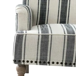 Best Kirklands Home Black White Stripe Upholstered Accent Chair