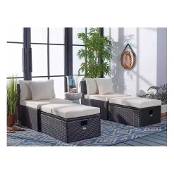 Online Kirklands Home Black Wicker Chaises with Ottoman, Set of 2