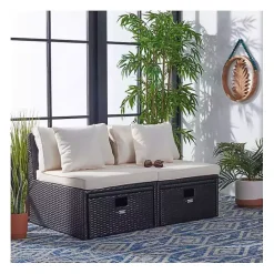 Online Kirklands Home Black Wicker Chaises with Ottoman, Set of 2