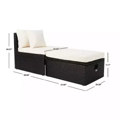 Online Kirklands Home Black Wicker Chaises with Ottoman, Set of 2