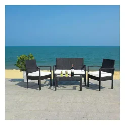 Clearance Kirklands Home Black Wicker Frame 4-pc. Outdoor Living Set