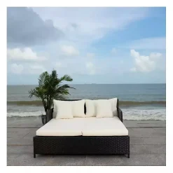 Hot Kirklands Home Black Wicker Outdoor Daybed