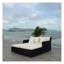 Hot Kirklands Home Black Wicker Outdoor Daybed