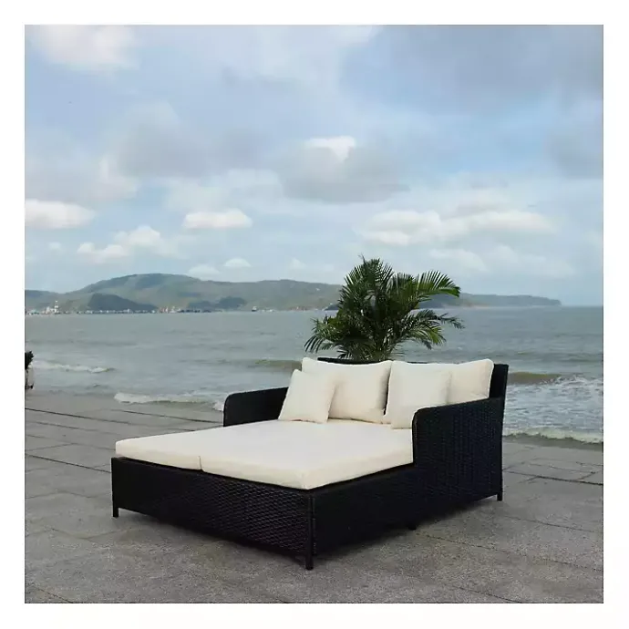 Hot Kirklands Home Black Wicker Outdoor Daybed