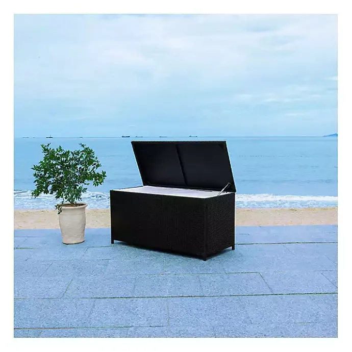 Kirklands Home Wicker Outdoor Storage Box Black