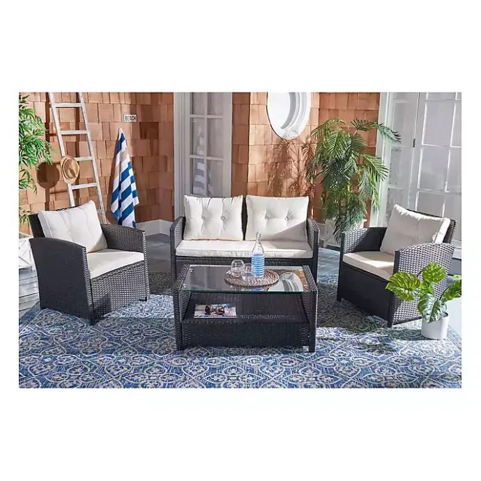 Discount Kirklands Home Black Wicker 4-pc. Deluxe Outdoor Living Set