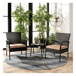 Best Kirklands Home Wicker 3-pc. Patio Set with Beige Cushions Black