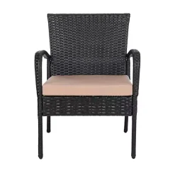 Best Kirklands Home Wicker 3-pc. Patio Set with Beige Cushions Black