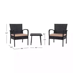 Best Kirklands Home Wicker 3-pc. Patio Set with Beige Cushions Black