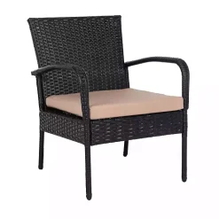 Best Kirklands Home Wicker 3-pc. Patio Set with Beige Cushions Black