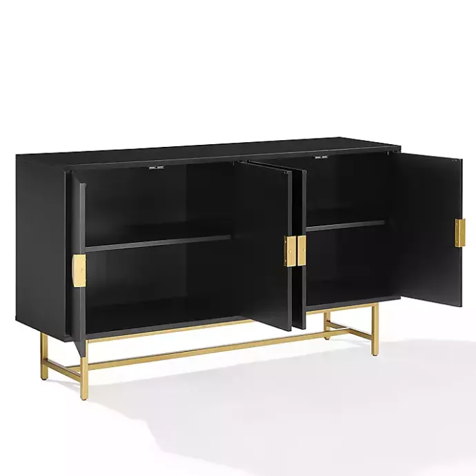 Outlet Kirklands Home Wood & Gold Metal Sideboard Black