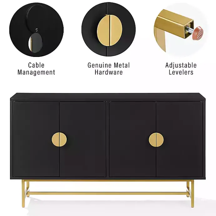 Outlet Kirklands Home Wood & Gold Metal Sideboard Black