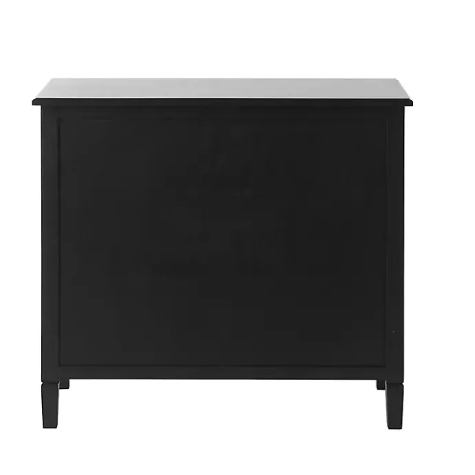 Outlet Kirklands Home Wood & Natural Rattan 2-Door Cabinet Black