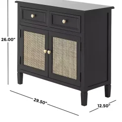 Outlet Kirklands Home Wood & Natural Rattan 2-Door Cabinet Black
