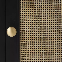 Outlet Kirklands Home Wood & Natural Rattan Small Cabinet Black