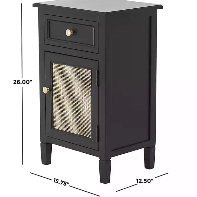Outlet Kirklands Home Wood & Natural Rattan Small Cabinet Black
