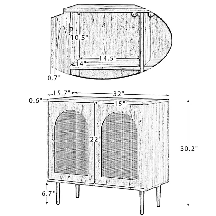 Clearance Kirklands Home Wood and Arched Rattan 2-Door Cabinet Black